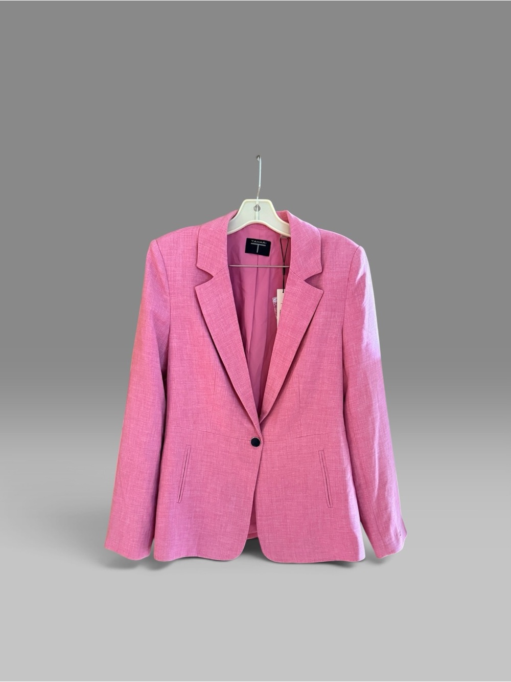Tahari Pink Single-Button Notch Lapel Blazer